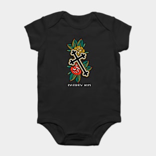 Cross Rose American Traditional Tattoo Flash Baby Bodysuit